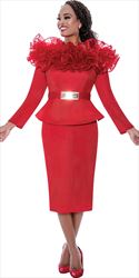 Stellar Looks 600362 - Red - 2 pc Belted Mesh Skirt Set